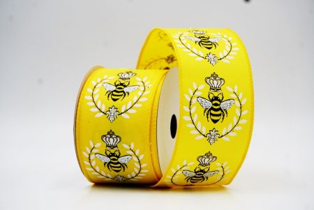 Κίτρινη Μέλισσα & Λουλουδάτος Κήπος Άνοιξης Σατέν Κορδέλα_KW0069GC-6-6