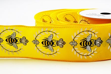 Κίτρινη Μέλισσα & Λουλουδάτος Κήπος Άνοιξης Σατέν Κορδέλα_KW0069GC-6-6