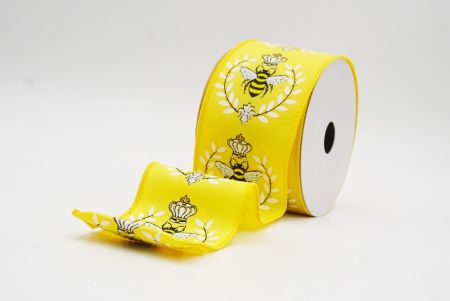 Κίτρινη Μέλισσα & Λουλουδάτος Κήπος Άνοιξης Σατέν Κορδέλα_KW0069GC-6-6