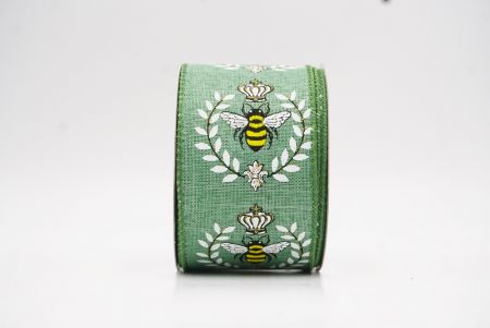 Πράσινη Μέλισσα & Λουλουδάτος Κήπος Άνοιξης Σατέν Κορδέλα_KW0070GC-3-222