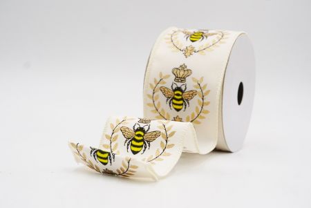 Κρέμα Μέλισσα & Λουλουδάτος Κήπος Άνοιξης Σατέν Κορδέλα_KW0071GC-2-2