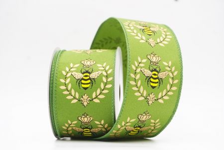 Ανοιχτό Πράσινο Μέλισσα & Λουλουδάτος Κήπος Άνοιξης Σατέν Κορδέλα_KW0071GC-3-222