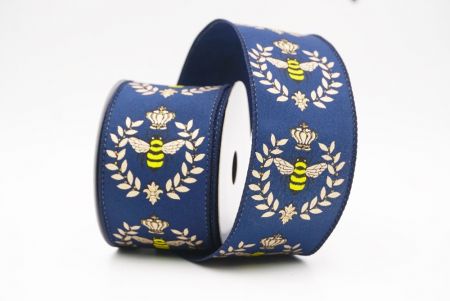 Μπλε Μέλισσα & Λουλουδάτος Κήπος Άνοιξης Σατέν Κορδέλα_KW0071GC-4-4