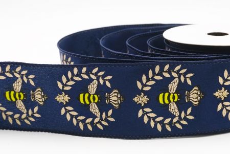 Μπλε Μέλισσα & Λουλουδάτος Κήπος Άνοιξης Σατέν Κορδέλα_KW0071GC-4-4