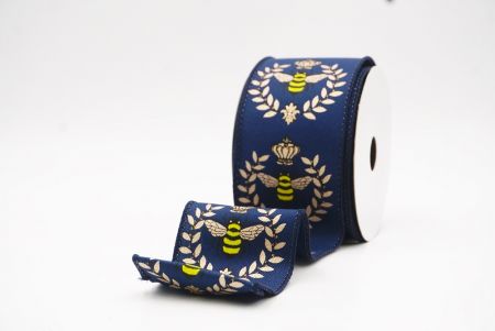 Μπλε Μέλισσα & Λουλουδάτος Κήπος Άνοιξης Σατέν Κορδέλα_KW0071GC-4-4