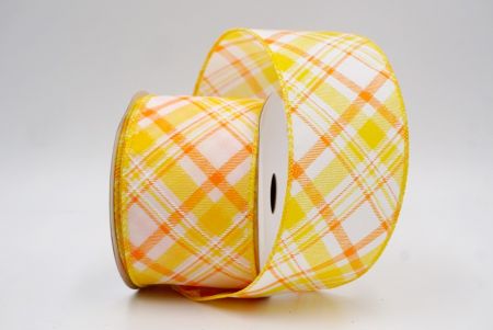 Κίτρινη_Γιορτινή Λαμπερή Ταρτάν Κορδέλα_KW0073GC-6-6