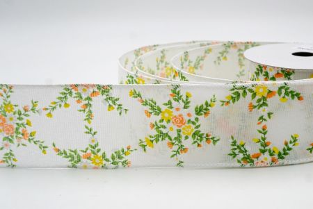 Λευκή_Λουλούδι και Κλαδί Κορδέλα_KW0078GC-1-1