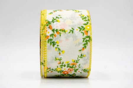 Κρέμα/Κίτρινη_Λουλούδι και Κλαδί Κορδέλα_KW0078GC-2-6