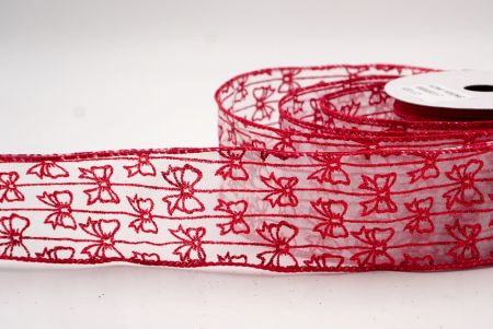 Λευκή/Κόκκινη Διαφανής_Γυαλιστερή Κορδέλα με Σχέδιο Bow Stripe_KW0082GC-1-7