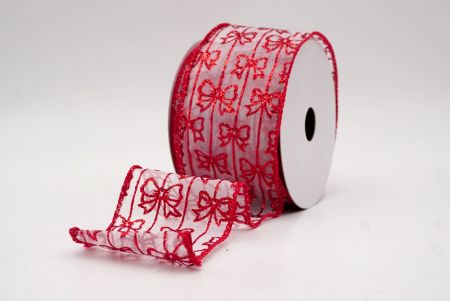 Λευκή/Κόκκινη Διαφανής_Γυαλιστερή Κορδέλα με Σχέδιο Bow Stripe_KW0082GC-1-7