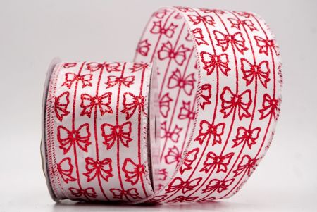 Λευκή/Κόκκινη_Γυαλιστερή Κορδέλα με Σχέδιο Bow Stripe_KW0083GC-1-1