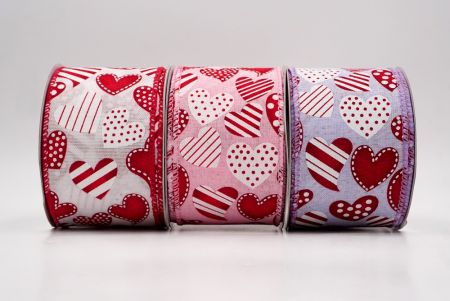 Πουά και Ριγέ Καρδιά Κορδέλα με Σύρμα_KW0086.KW0087