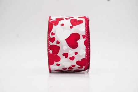 Λευκή Κόκκινη Ρομαντική Κόκκινη & Χρυσή Καρδιά Βαλεντίνου Σατέν Ράψιμο_KW0088GC-1-7