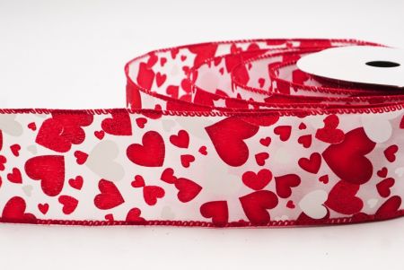 Λευκή Κόκκινη Ρομαντική Κόκκινη & Χρυσή Καρδιά Βαλεντίνου Σατέν Ράψιμο_KW0088GC-1-7