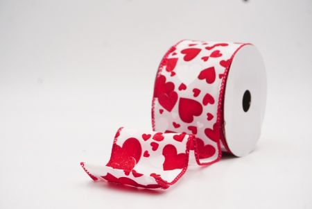 Λευκή Κόκκινη Ρομαντική Κόκκινη & Χρυσή Καρδιά Βαλεντίνου Σατέν Ράψιμο_KW0088GC-1-7