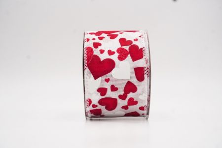 Λευκή Ρομαντική Κόκκινη & Χρυσή Καρδιά Βαλεντίνου Σατέν Ράψιμο_KW0089GC-1-1