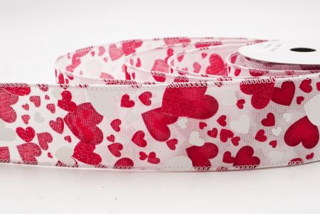 Λευκή Ρομαντική Κόκκινη & Χρυσή Καρδιά Βαλεντίνου Σατέν Ράψιμο_KW0089GC-1-1