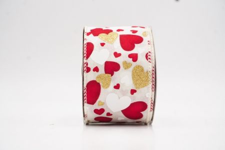 Κρέμα Ρομαντική Κόκκινη & Χρυσή Καρδιά Βαλεντίνου Σατέν Ράψιμο_KW0089GC-2-2