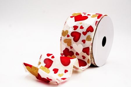 Κρέμα Ρομαντική Κόκκινη & Χρυσή Καρδιά Βαλεντίνου Σατέν Ράψιμο_KW0089GC-2-2