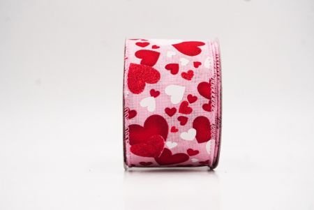 Ροζ Ρομαντική Κόκκινη & Χρυσή Καρδιά Βαλεντίνου Σατέν Ράψιμο_KW0089GC-5-5