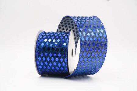 Nastro Glitter Metallico Blu Reale con Motivo a Diamante_KW0242GC-4-151