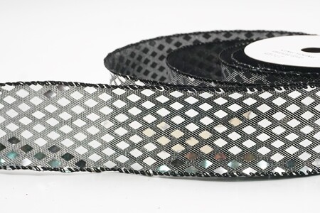 Nastro Glitter Metallico Argento con Motivo a Diamante_KW0242GC-53-53