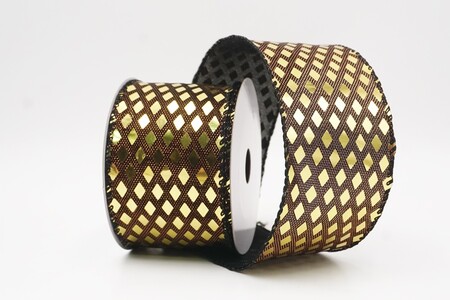 Nastro Glitter Metallico Oro con Motivo a Diamante_KW0242GC-58-58