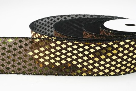 Nastro Glitter Metallico Oro con Motivo a Diamante_KW0242GC-58-58