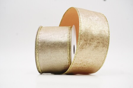 Marrone Chiaro - Nastro Metallico Classico Solido con Filo Oro_KW0244G-13.JPG