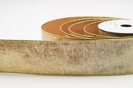 Marrone Chiaro - Nastro Metallico Classico Solido con Filo Oro_KW0244G-13.JPG
