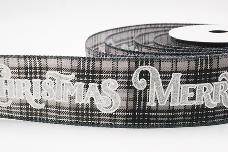 Nastro a Quadri Tartan Nero - Argento Buon Natale_KW0245GC-50-123