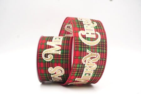 Nastro a Quadri Tartan Rosso - Oro Buon Natale_KW0245GC-7G-7