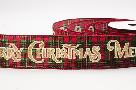 Nastro a Quadri Tartan Rosso - Oro Buon Natale_KW0245GC-7G-7
