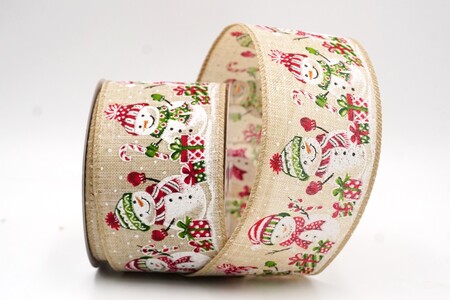 Nastro in Rame con Stampa di Carota Marrone Chiaro per le Feste_KW0248GC-13-183