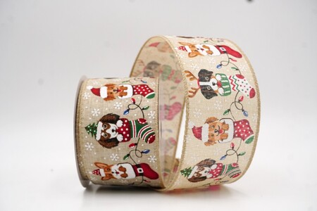 Nastro di Natale per cani carini marrone chiaro con filo_KW0250GC-13-183