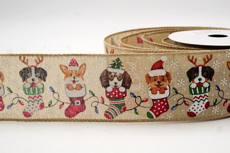 Nastro di Natale per cani carini marrone chiaro con filo_KW0250GC-13-183