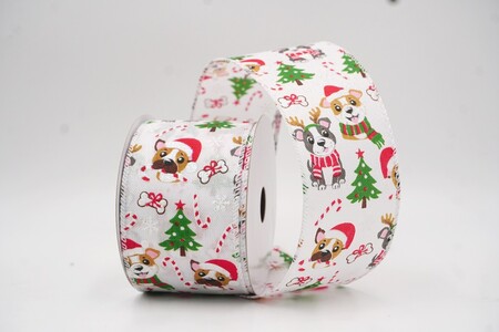 Nastro di Natale per cani carini bianco con filo_KW0251GC-1-1
