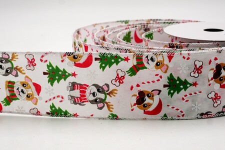 Nastro di Natale per cani carini bianco con filo_KW0251GC-1-1