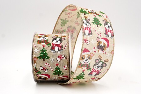 Nastro di Natale per cani carini marrone chiaro con filo_KW0251GC-13-183