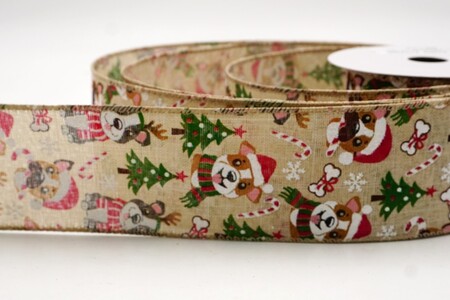 Nastro di Natale per cani carini marrone chiaro con filo_KW0251GC-13-183