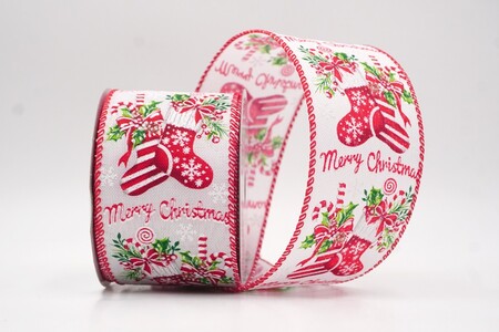 Nastro stampato con calza di Natale bianca e rossa_KW0254GC-1-7
