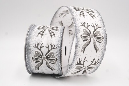 Nastro Natalizio Elegante con Fiocco di Renna Bianco_KW0255G-1