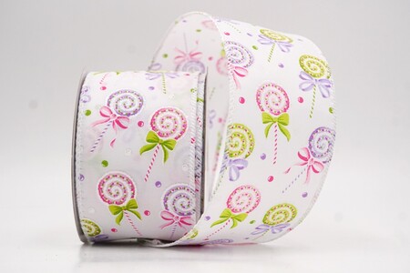 Weiß - Lila Verspielt Lollipop Süßigkeiten Drahtband_KW0263GC-1-1