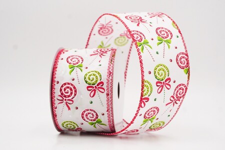 Weiß - Rot Verspielt Lollipop Süßigkeiten Drahtband_KW0263GC-1R-7