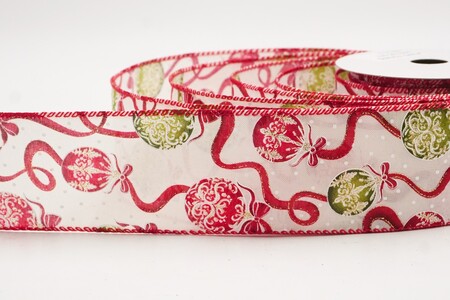 Nastro Wired con Pallina Glitterata Crema - Rosso_KW0271GC-2H-7