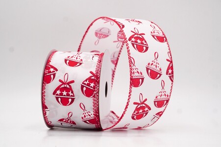 Nastro di Natale con Ornamento Campana Rustica Bianca e Rossa_KW0275GC-1-7