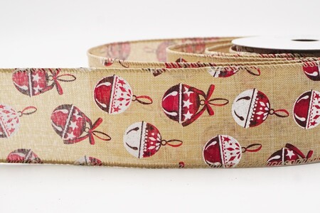 Nastro di Natale con Ornamento Campana Rustica Khaki_KW0277GC-14-183