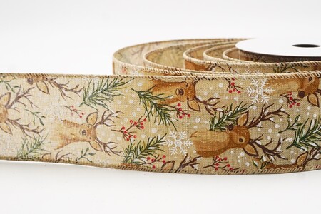 Khaki Wald-Rentier-Wald-Weihnachtsband_KW0285GC-14-183