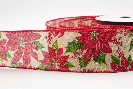 Hellbraunes, glitzerndes Weihnachtsband mit Weihnachtsstern_KW0286GC-13-7
