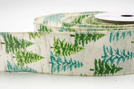 Creme Immergrün Baum Muster Feiertagsband_KW0291GC-2-2